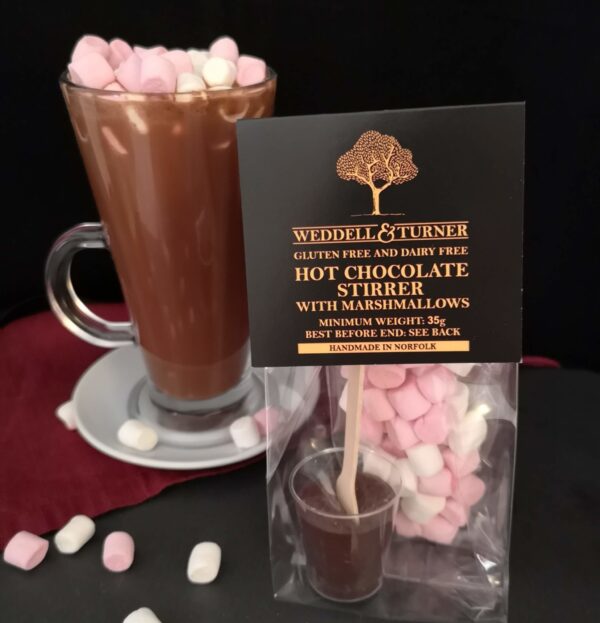 Image of a gluten-free and dairy-free Hot Chocolate Stirrer with Marshmallows