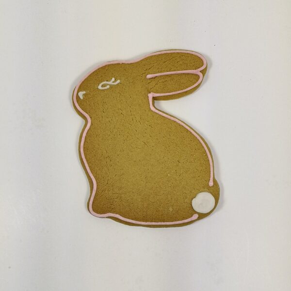 Image of a gluten-free and dairy-free Gingerbread Easter Bunny in pink