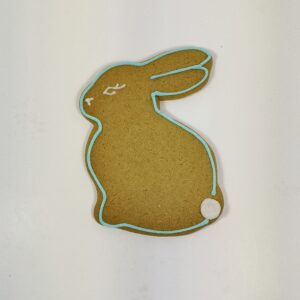 Image of a gluten-free and dairy-free Gingerbread Easter Bunny in blue