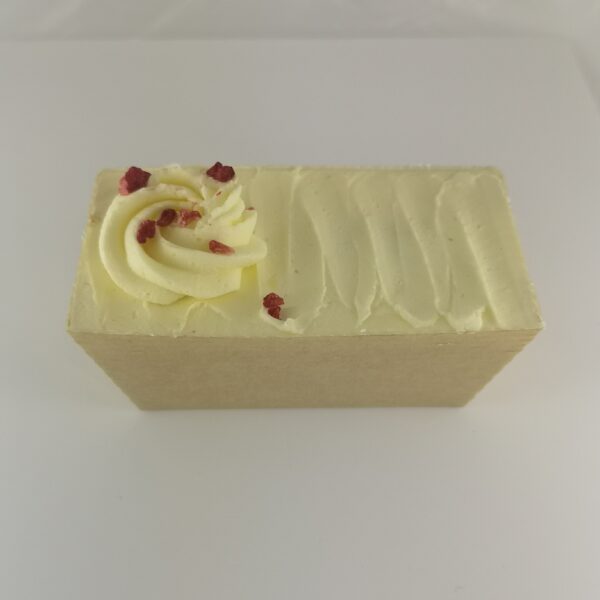 Image of a gluten-free and dairy-free Strawberry and Vanilla Buttercream Loaf Cake